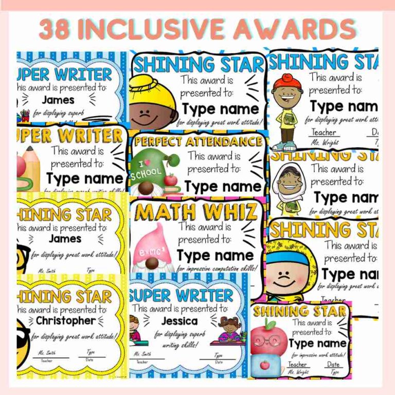 Student Awards Elementary Free Award Certificates Editable