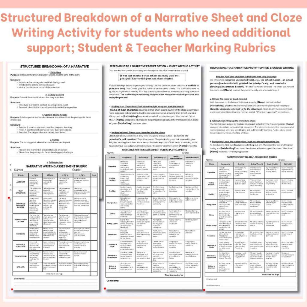 Narrative Writing Interactive Notebook 7 Engaging Story Elements