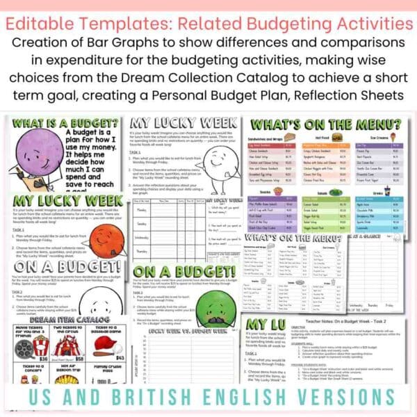 Budgeting Worksheets Money Math Financial Literacy Project